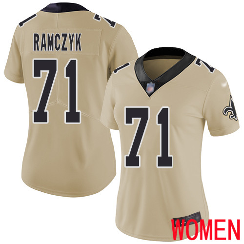 New Orleans Saints Limited Gold Women Ryan Ramczyk Jersey NFL Football 71 Inverted Legend Jersey